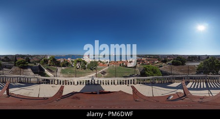 360 degree panoramic view of View from top of the castle tower across Pula