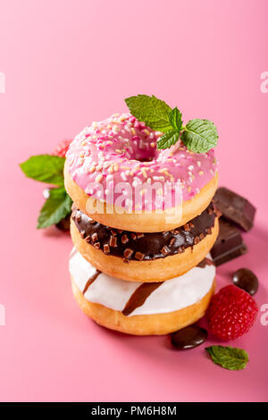 Stack of colorful donuts Stock Photo