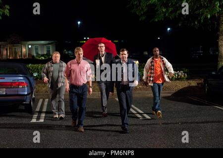 (L-r) LARRY JOE CAMPBELL as Hog-Head, OWEN WILSON as Rick, STEPHEN MERCHANT as Gary, JASON SUDEIKIS as Fred and JB SMOOVE as Flats in New Line Cinema’s comedy “HALL PASS,” a Warner Bros. Pictures release. Stock Photo