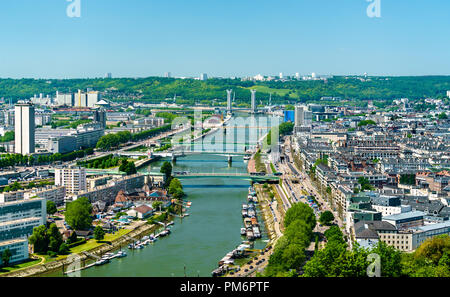View of the Seine River in Rouen, France Stock Photo