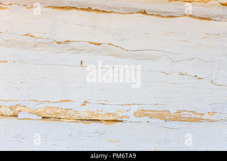 Wall of the house built of bleached beams as background Stock Photo