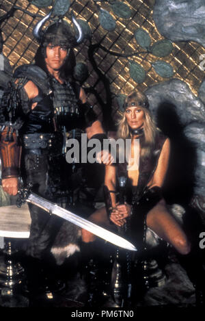 Film Still from 'Conan the Barbarian'  Arnold Schwarzenegger, Sandahl Bergman © 1981 Universal Pictures Stock Photo
