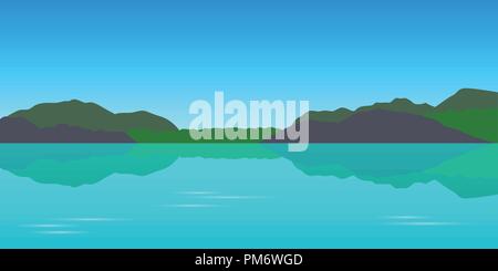 beautiful turquoise lake tekapo mountain view landscape vector illustration EPS10 Stock Vector