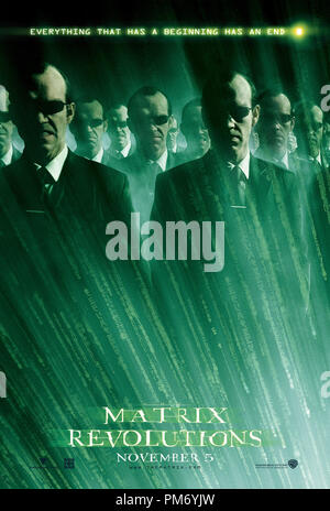 Studio Publicity Still from 'The Matrix Revolutions' Agent Smith Poster © 2003 Warner Brothers File Reference # 307531014THA  For Editorial Use Only -  All Rights Reserved Stock Photo