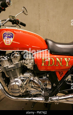 A closed up view o FDNY Dream Bike display in National 9/11 Memorial & Museum.New York City.USA Stock Photo