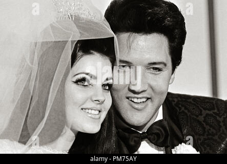 Elvis Presley, Priscilla Presley, on their wedding day, May 1, 1967, at ...