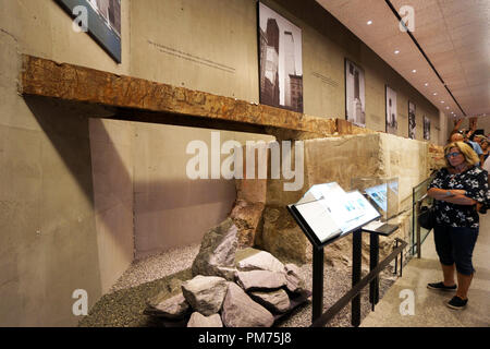 interior view of National 9/11 Memorial & Museum with visitors.New York City.USA Stock Photo