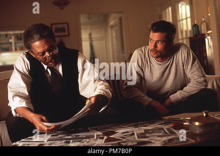 Film Still from 'Seven' Morgan Freeman, Brad Pitt © 1995 New Line Cinema Photo Credit: Peter Sorel  File Reference # 31043111THA  For Editorial Use Only - All Rights Reserved Stock Photo