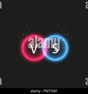 Hot and cold sparkling strength. Energy lightning with an electrical discharge isolated on a transparent background. Collision of two forces with red and blue light. Vector illustration. V S Stock Vector
