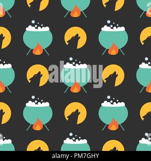 Cute halloween seamless pattern background. Design for background, wallpaper or gift wrapping paper. Vector illustration. Stock Vector