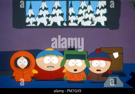 Film Still from 'South Park' Kenny McCormick, Eric Cartman, Kyle Broslofski, Stan Marsh © 1997 Comedy Central / Braniff Productions  File Reference # 31013125THA  For Editorial Use Only - All Rights Reserved Stock Photo