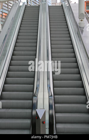 Two Long Escalators Stairs in London Stock Photo