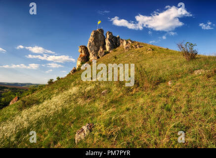 spring canyon of the Dniester River. picturesque spring morning Stock Photo