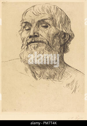 Head of a Man (Tete d'homme). Medium: etching. Museum: National Gallery of Art, Washington DC. Author: Alphonse Legros. Stock Photo