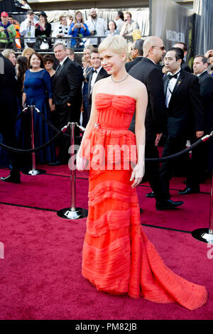 Michelle Williams, Oscar-nominee for Performance by an Actress in a Leading Role, arrives for the 84th Annual Academy Awards from Hollywood, CA February 26, 2012. Stock Photo