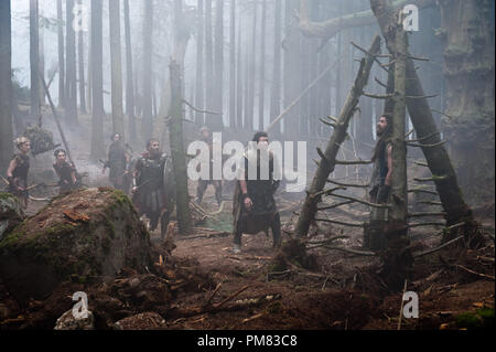 (L-r) ROSAMUND PIKE as Andromeda, LILY JAMES as Korrina, SAM WORTHINGTON as Perseus, and TOBY KEBBELL as Agenor in a scene from Warner Bros. Pictures’ and Legendary Pictures’ action adventure “WRATH OF THE TITANS,” a Warner Bros. Pictures release. Stock Photo