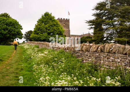 St Michaels and All Angles Church in Guiting Power in the Cotswold District of England. Stock Photo