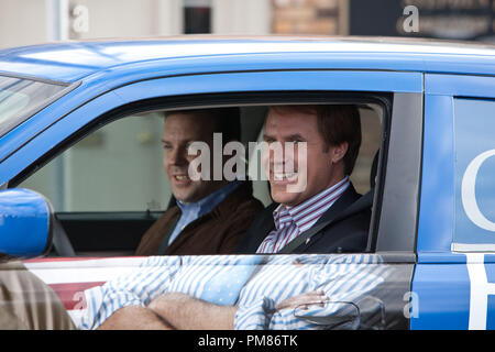 (L-r) JASON SUDEIKIS as Mitch and WILL FERRELL as Cam Brady in Warner Bros. Pictures comedy THE CAMPAIGN, a Warner Bros. Pictures release. Stock Photo