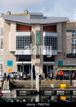 Facade of the Mayflower Museum on the Barbican, Sutton Harbourr, Plymouth, Devon, UK Stock Photo