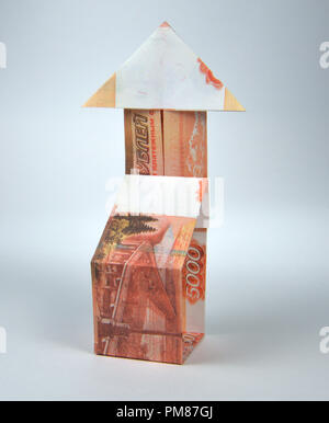 rubles arrow origami Stock Photo