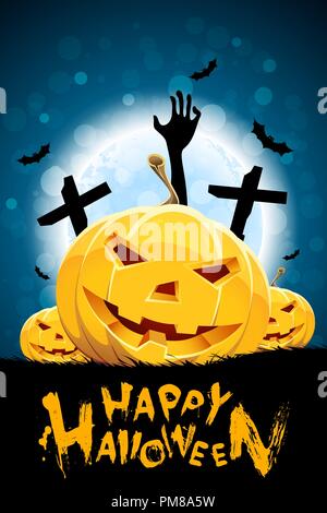 Halloween Background with Pumpkins Stock Vector
