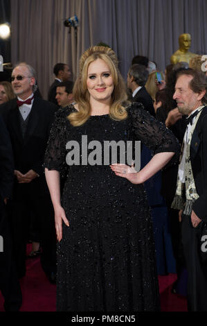 Adele, Oscar®-nominee for Original Song, arrives for The Oscars® at the Dolby® Theatre in Hollywood, CA, February 24, 2013. Stock Photo