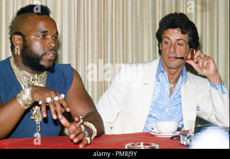 Mr. T and Sylvester Stallone during 'Rocky III' press conference 1982 © JRC /The Hollywood Archive  -  All Rights Reserved  File Reference # 31515 319 Stock Photo