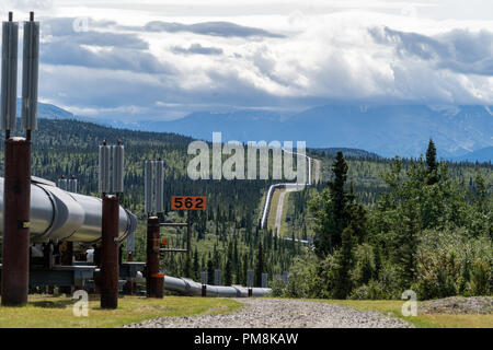 Trans Alaska Pipeline (TAPS) Pump Station 9 near Delta Junction Alaska Stock Photo