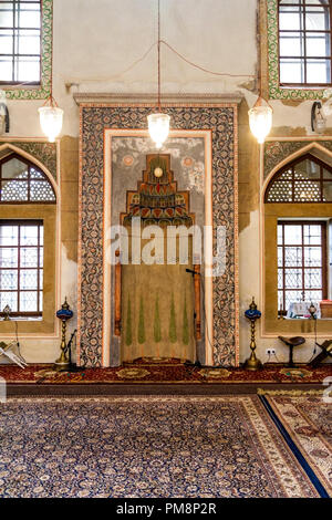 SARAJEVO / BOSNIA AND HERZEGOVINA - September 2, 2018:  Interior details of the main entrance of Ali Pasha mosque in Sarajevo. Stock Photo