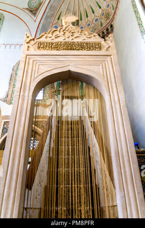 SARAJEVO / BOSNIA AND HERZEGOVINA - September 2, 2018: Interior details of the main entrance of Ali Pasha mosque in Sarajevo. Stock Photo