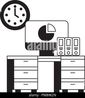 office with desk workplace Stock Vector
