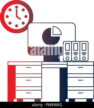 office with desk workplace Stock Vector