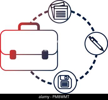 portfolio briefcase with documents and floppy Stock Vector