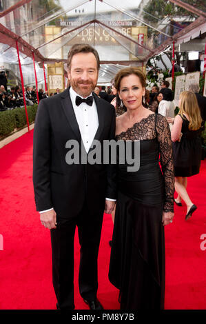 Nominated for BEST PERFORMANCE BY AN ACTOR IN A TELEVISION SERIES – DRAMA for his role in “Breaking Bad” (AMC), actor Bryan Cranston attends the 69th Annual Golden Globes Awards with Robin Dearden at the Beverly Hilton in Beverly Hills, CA on Sunday, January 15, 2012. Stock Photo