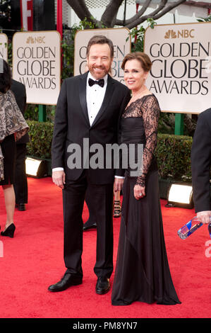 Nominated for BEST PERFORMANCE BY AN ACTOR IN A TELEVISION SERIES – DRAMA for his role in “Breaking Bad” (AMC), actor Bryan Cranston attends the 69th Annual Golden Globes Awards with Robin Dearden at the Beverly Hilton in Beverly Hills, CA on Sunday, January 15, 2012. Stock Photo