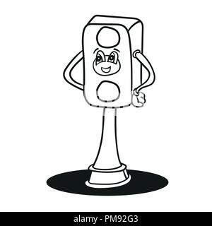 traffic lights outlined vector. Cartoon coloring pages Stock Vector