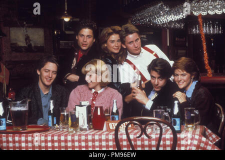 Studio Publicity Still from 'St. Elmo's Fire' Andrew McCarthy, Rob Lowe, Mare Winningham, Demi Moore, Emilio Estevez, Judd Nelson, Ally Sheedy © 1985 Columbia  All Rights Reserved   File Reference # 31703099THA  For Editorial Use Only Stock Photo