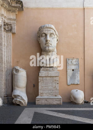 Head from Colossus of Constantine, Capitoline Museums, Rome, Italy Stock Photo