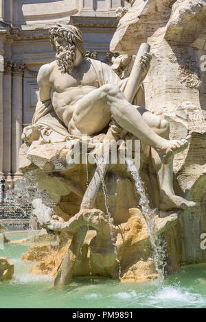 Ganges river God,Fontana dei Quattro Fiumi, Piazza Navona, Rome, Italy Stock Photo