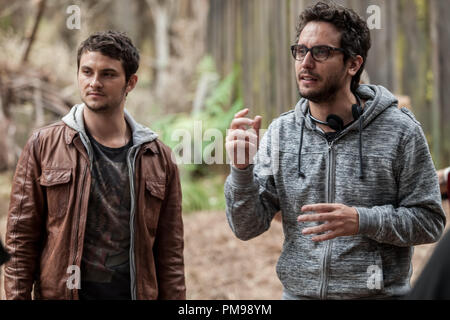 Shiloh Fernandez and Director Fede Alvarez on the set of TriStar Pictures' horror EVIL DEAD. Stock Photo