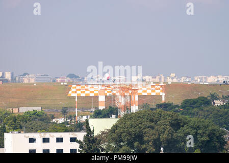 Sao Paulo, Brazil, mai 26, 2018: Airplanes landing at the Congonhas airport in Sao Paulo, Brazil Stock Photo