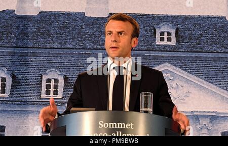 Berlin, Germany. 19th June, 2018. President of the French Republic Emmanuel Jean-Michel Frédéric Macron holds a press conference in Berlin. Credit: Lorena De La Cuesta/SOPA Images/ZUMA Wire/Alamy Live News Stock Photo