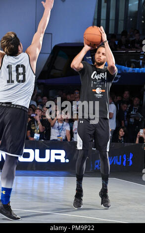 Japan Point Guard Golden State Warriors guard Stephen Curry walks on the floor during the ...