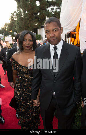 Actor Denzel Washington ® and Pauletta Washington attend the 70th Annual Golden Globe Awards at the Beverly Hilton in Beverly Hills, CA on Sunday, January 13, 2013. Stock Photo