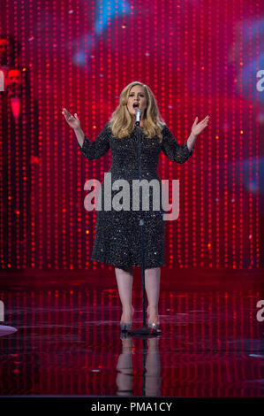 Adele, Oscar®-nominee for Original Song, performs during the live ABC telecast of The Oscars® from the Dolby® Theatre in Hollywood, CA, Sunday, February 24, 2013. Stock Photo