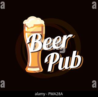 Beer Pub Logo on dark beautiful background. Stock Vector