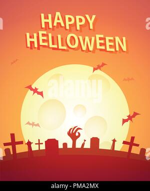 Happy Helloween Poster. Vector invitation Poster with copy space for signing time and place of the party or event. Stock Vector