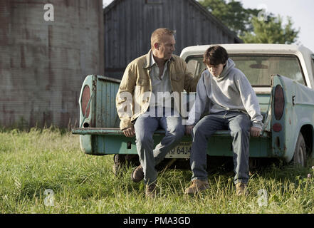 (L-r) KEVIN COSTNER as Jonathan Kent and DYLAN SPRAYBERRY as Clark Kent (13 years) in Warner Bros. Pictures’ and Legendary Pictures’ action adventure “MAN OF STEEL,” a Warner Bros. Pictures release. Stock Photo