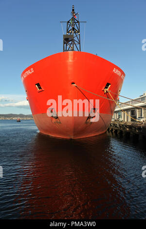 The bow of icebreaker, Aurora Australis, docked at Prince's Wharf, Hobart, Tasmania Stock Photo