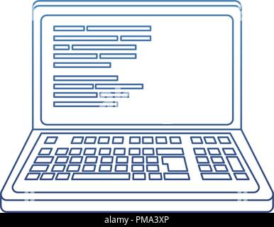 degraded outline laptop programming code web technology Stock Vector